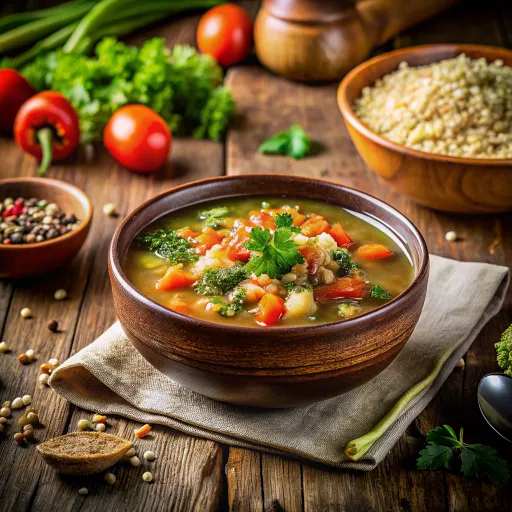 Sup Sayuran Pelangi dengan Quinoa